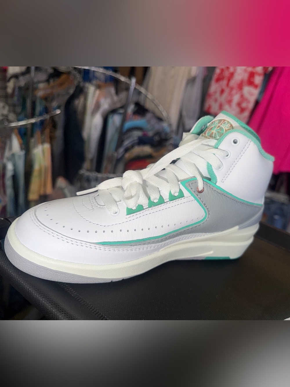 Jordan Kids White Teal Gray Basketball Shoes
